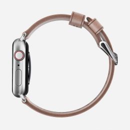 Ремешок Nomad Modern Slim для Apple Watch 38/40 мм Бежевый с серебряной фурнитурой