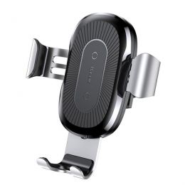 Автодержатель с беспроводной зарядкой Baseus Heukji Wireless Charger Gravity Car Mount Серебро
