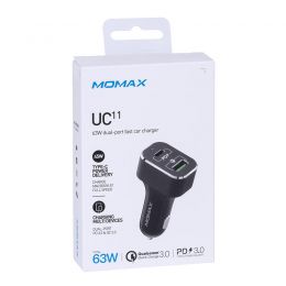 Автозарядка Momax UC series PD+QC3.0 45Вт Чёрная