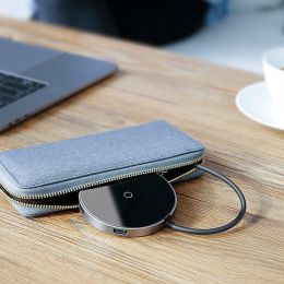 Хаб с беспроводной зарядкой Baseus Circular Mirror (USB х4 + Type-C PD) Серый
