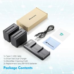 2 аккумулятора + зарядное устройство Powerextra NP-F970 (Type-C)