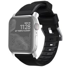 Ремешок Nomad Rugged Strap V.2 для Apple Watch 38/40мм Чёрный с серебряной фурнитурой