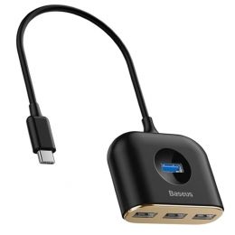 Хаб Baseus Square round 4in1 (Type-C - USB3.0*1+USB2.0*3) 0.17м Чёрный