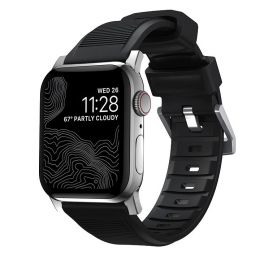 Ремешок Nomad Rugged Strap V.2 для Apple Watch 42/44 mm Черный с серебряной фурнитурой