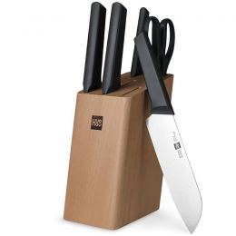 Набор ножей Xiaomi Huo Hou Fire Kitchen Steel Knife Set с подставкой (6 предметов)