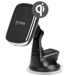 Автодержатель с беспроводной зарядкой Pitaka MagEZ Mount Qi Suction Cup Чёрный
