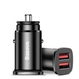Зарядное устройство для авто Baseus Square metal A+A 30W Dual QC3.0 Чёрный