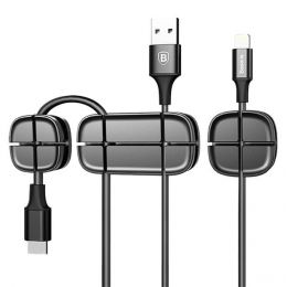 Держатель для проводов Baseus Cross Peas Cable Clip Черный