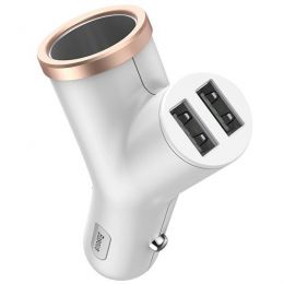 Автомобильная зарядка двойная Baseus Y-Type Dual USB Белая
