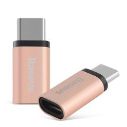 Переходник Baseus Sharp micro USB - Type-C Розовое золото
