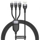 Кабель Baseus Flash One-for-three micro USB+Lightning+Type-C 5A 1.2м Черно-Серый