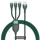 Кабель Baseus Flash One-for-three micro USB+Lightning+Type-C 5A 1.2м Зелёный