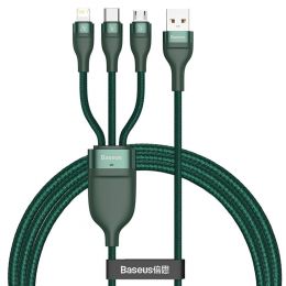 Кабель Baseus Flash One-for-three micro USB+Lightning+Type-C 5A 1.2м Зелёный