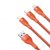 Кабель Baseus Flash One-for-three micro USB+Lightning+Type-C 5A 1.2м Оранжевый