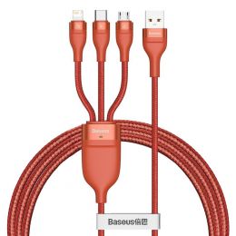 Кабель Baseus Flash One-for-three micro USB+Lightning+Type-C 5A 1.2м Оранжевый