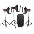 Комплект осветителей 3шт CAME-TV Boltzen Q-55S (3200-5600K) Fresnel Focusable + стойки + софтбокс