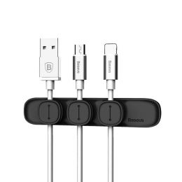 Держатель проводов Baseus Cable Clip Peas Чёрный