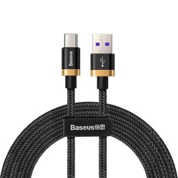 Кабель Baseus HW USB - Type-C 40W 2м Чёрный с золотым
