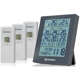 Метеостанция Bresser Temeo Hygro Quadro Prestige с тремя датчиками, белая