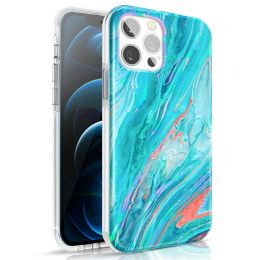 Чехол Kingxbar Watercolour для iPhone 12 Pro Max Зелёный и Розовый