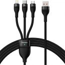 Кабель Baseus Flash Ⅱ One-for-three USB - M+L+C 100W 1.2м Чёрный