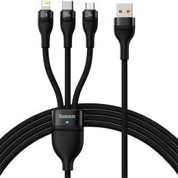 Кабель Baseus Flash Ⅱ One-for-three USB - M+L+C 100W 1.2м Чёрный