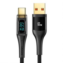 Кабель USAMS US-SJ593 Shadow USB - Type-C 6A 66W 2м Чёрный