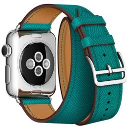 Ремешок кожаный HM Style Double Tour для Apple Watch 42/44 mm Зеленый