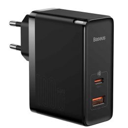 Сетевой адаптер Baseus GaN5 Pro C+U 100W Чёрный (+ кабель Type-C 1м)