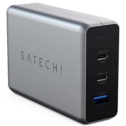 Зарядное устройство Satechi Compact Charger GaN Power (Type-C 100 Вт, USB 12 Вт) Серый космос