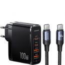Сетевой адаптер USAMS UCTZ01 T44 100W GaN Чёрный (+ Type-C кабель 1.2м)