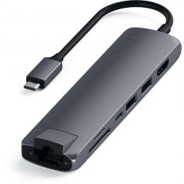 Хаб Satechi Type-C Slim Multiport + Ethernet Adapter Серый космос