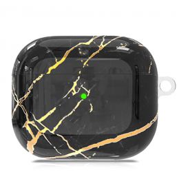 Чехол PQY Marble для Apple AirPods 3 Чёрный