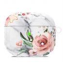 Чехол PQY Marble для Apple AirPods 3 Белый с цветами