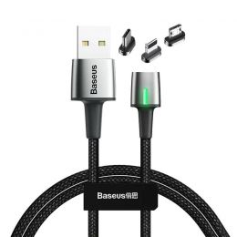 Кабель Baseus Zinc Magnetic Cable Kit (Lightning+Type-C+microUSB) 1м Чёрный