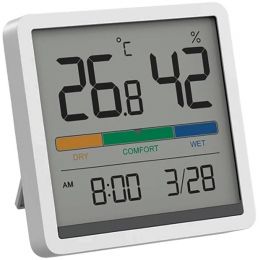 Метеостанция MIIIW NK5253 Mute Thermometer And Hygrometer Clock Белая
