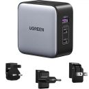 Сетевой адаптер Ugreen CD296 GaN 65W со сменными вилками Серый