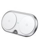 Беспроводная зарядка двойная Baseus Dual Wireless Charger с сетевым адаптером Белая