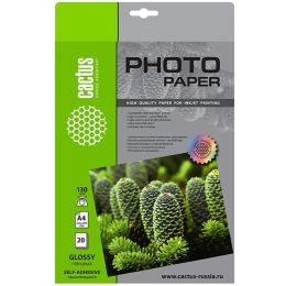 Фотобумага для струйной печати Cactus CS-GSA413020 A4 130г/м2 глянцевая самоклеящаяся (20л)