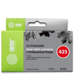 Картридж струйный Cactus PGI-425BK 16мл для Canon Pixma iP4840/MG514 Чёрный пигментный