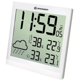 Метеостанция (настенные часы) Bresser TemeoTrend JC LCD с радиоуправлением, белая